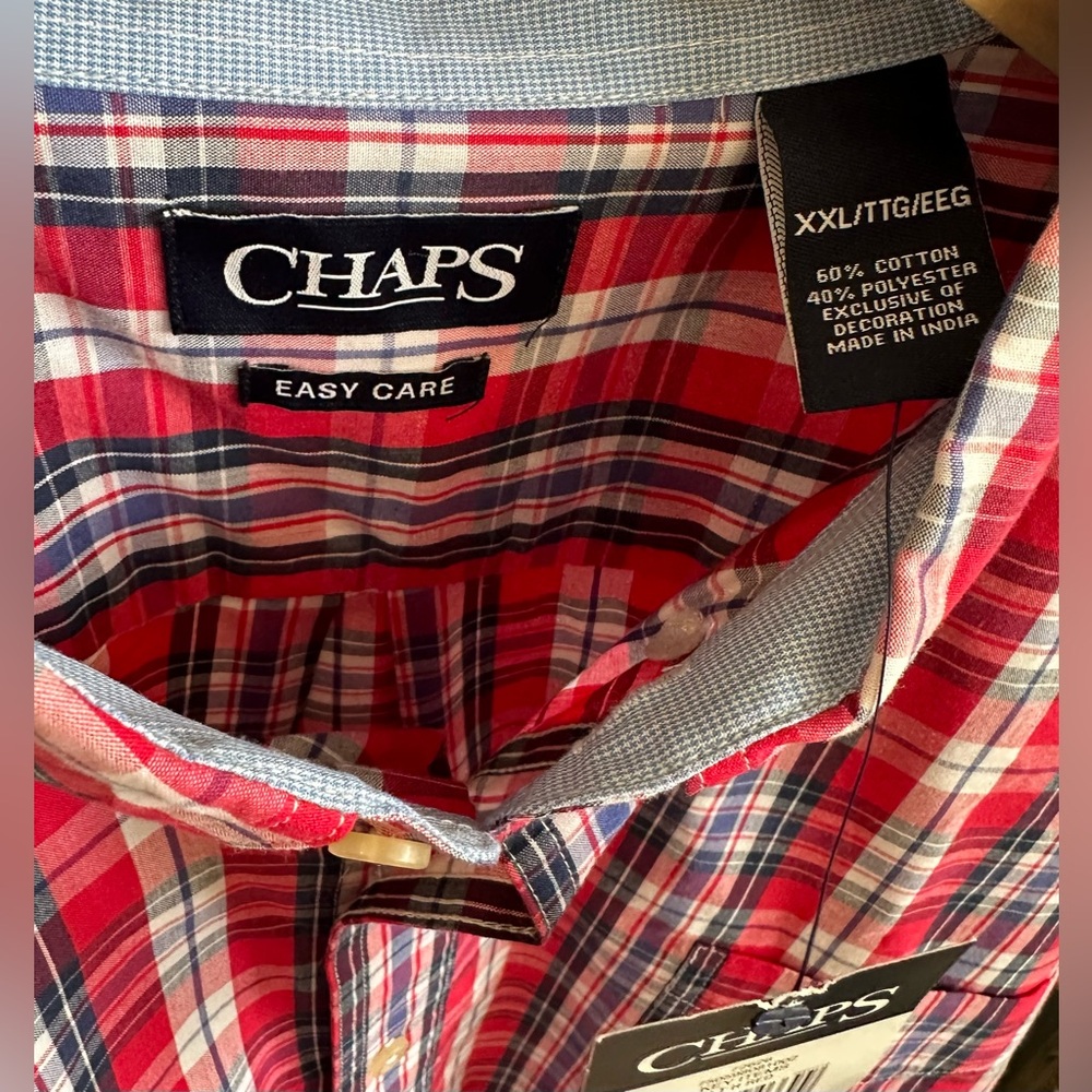 ✨NWT✨Chaps Ralph Lauren Men's 2XL Short Sleeve Shirt Button Down Plaid - Picture 9 of 10